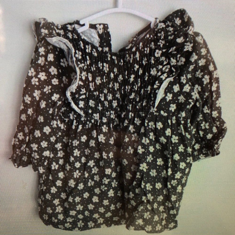 Floral Black and White Kids Formal Dress
